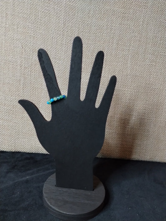 Blue Agate and Green Aventurine Stretch Ring