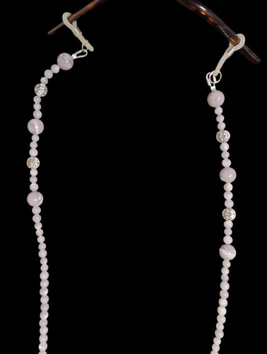 Eyeglass Holder Featuring Grey Mother of Pearl Beads
