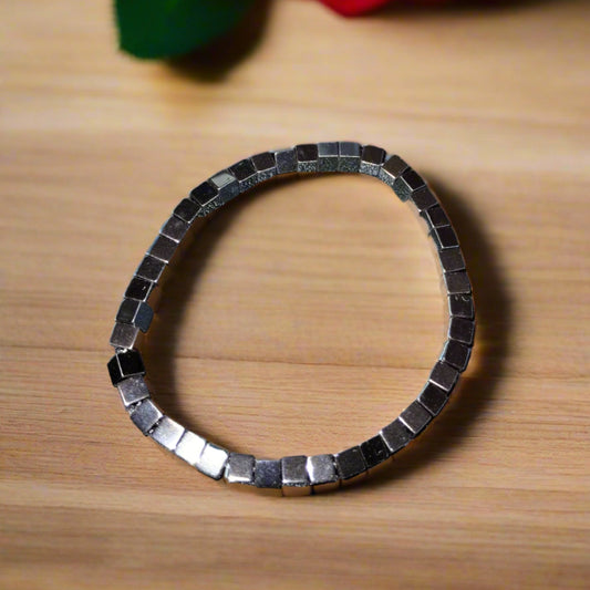 Hematite Cube Bead Bracelet