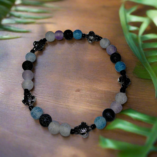 Multi-Color Agate and Turtle Bracelet
