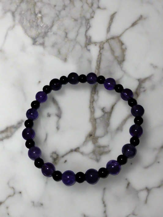 Amethyst and Black Jasper Bracelet