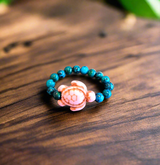 Aqua Stone Turtle Ring