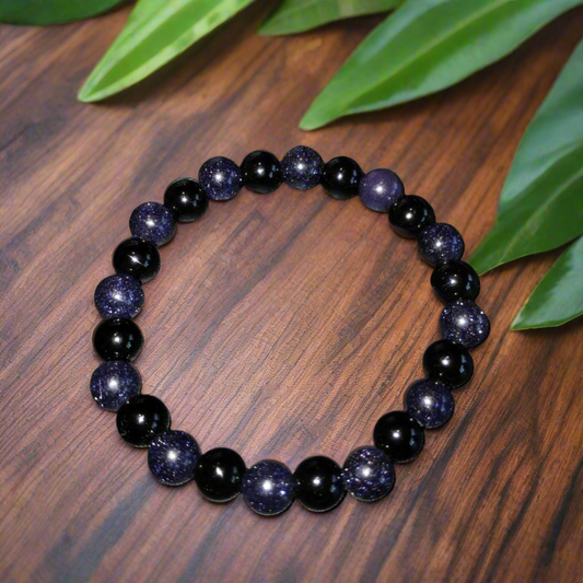 Blue Goldstone and Black Jasper Bracelet