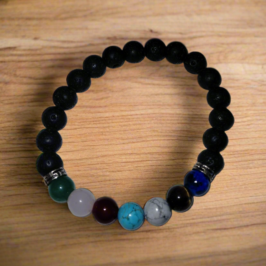 Lava Stone Chakra Bracelet