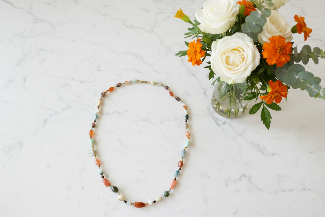 Mixed Semi-Precious Stone Necklace, Also Known as Beggar Beads