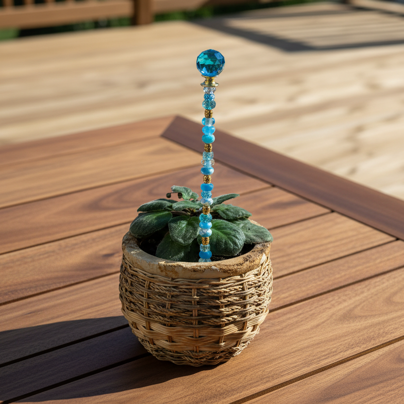 Blue & Gold Fairy Wand Garden Stake