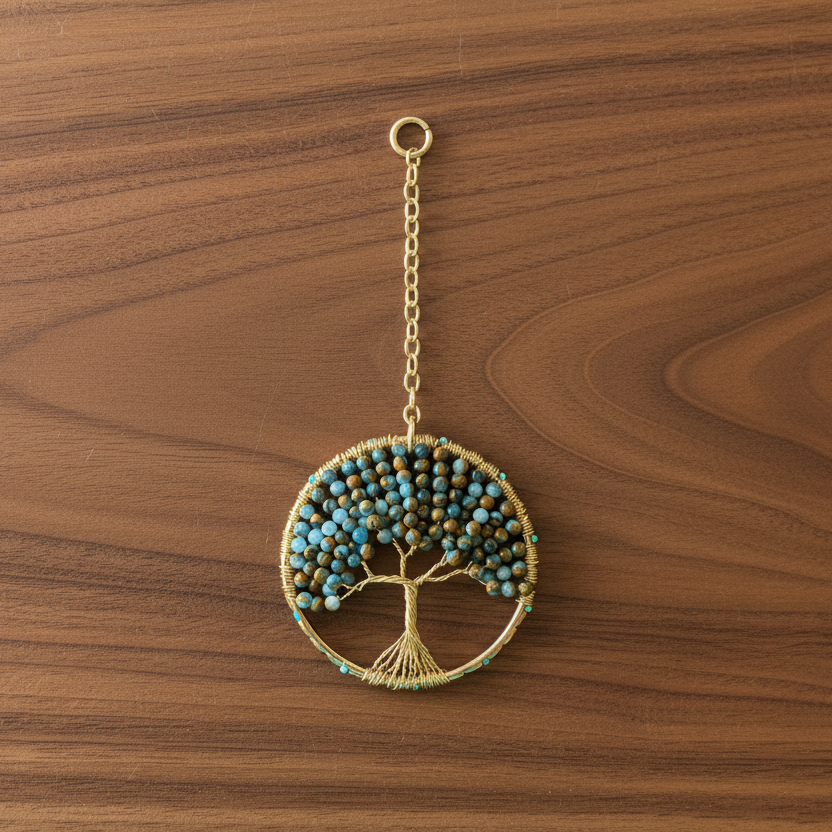 Blue Impression Jasper and Gold 3-Inch Window/Wall Hanging