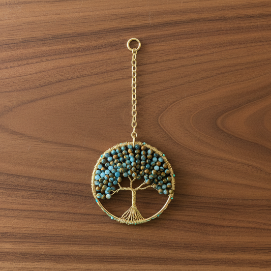 Blue Impression Jasper and Gold 3-Inch Window/Wall Hanging