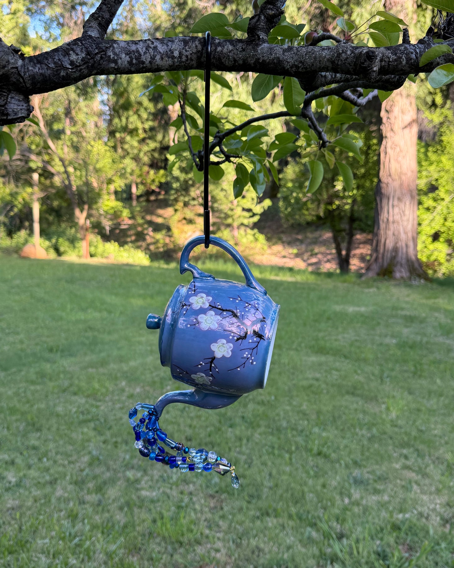 Crystal Pouring Teapot - Vintage Blue Lusterware Suncatcher