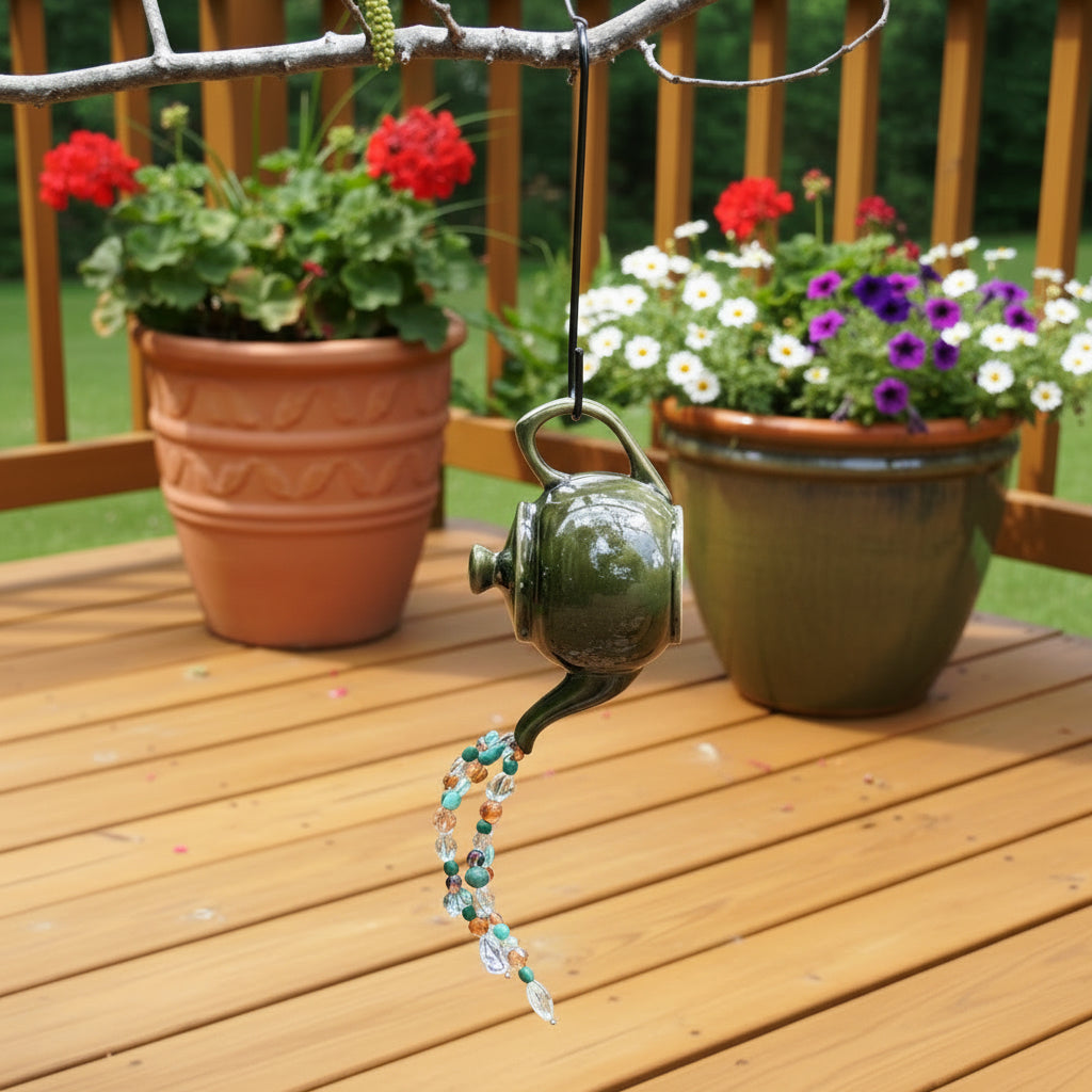 Solid green teapot