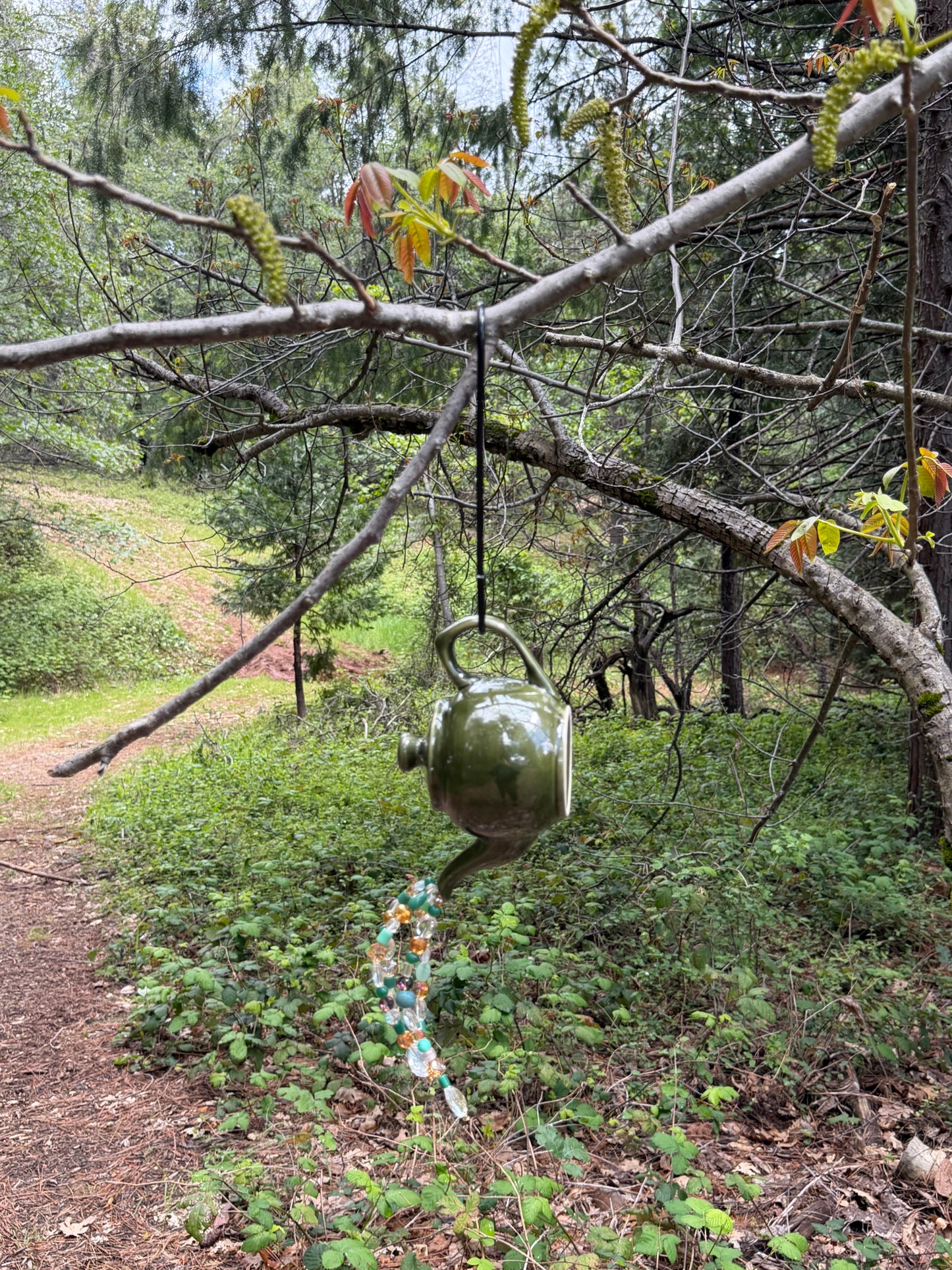 Solid green teapot