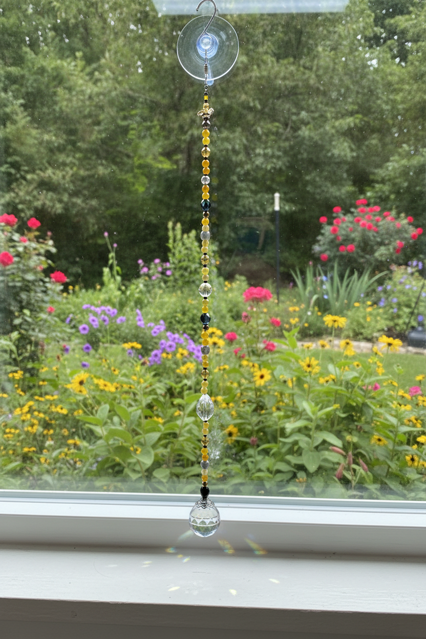 Labradorite & Yellow Agate Bumblebee Suncatcher