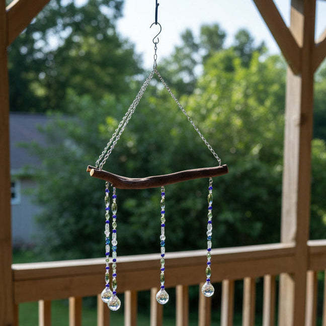 Four-String Citrine & Mixed Gemstone Suncatcher Mobile on Manzanita