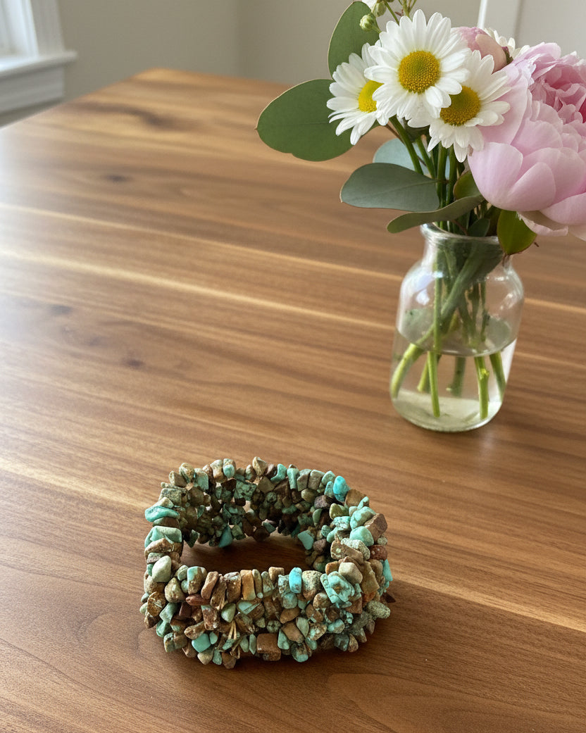Multilayered Turquoise Chip Bead Bracelet
