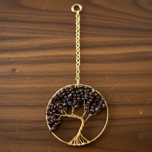 Garnet & Gold Tree of Life – 3-Inch Window/Wall Hanging