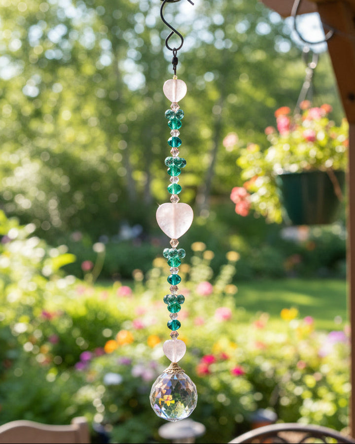 Rose Quartz Heart Suncatcher