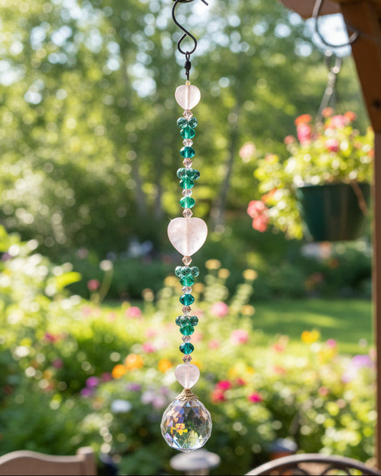 Rose Quartz Heart Suncatcher