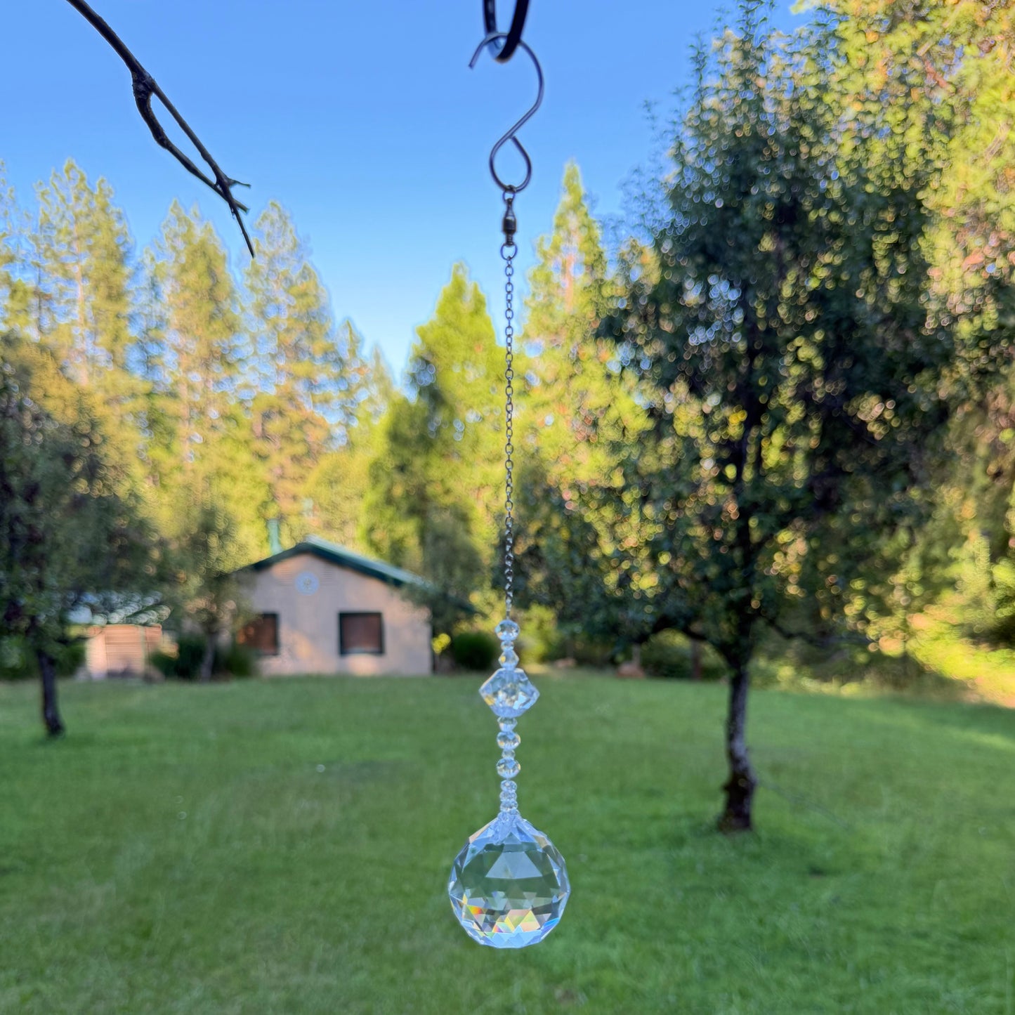 Clear Faceted Glass Suncatcher With 40 mm Prism