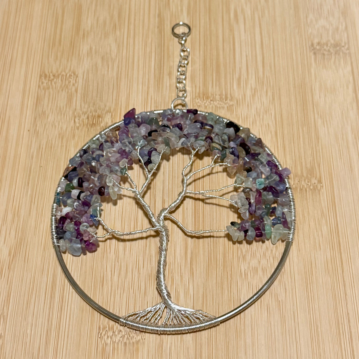 Fluorite and Silver Tree of Life - 5-Inch Window/Wall Hanging
