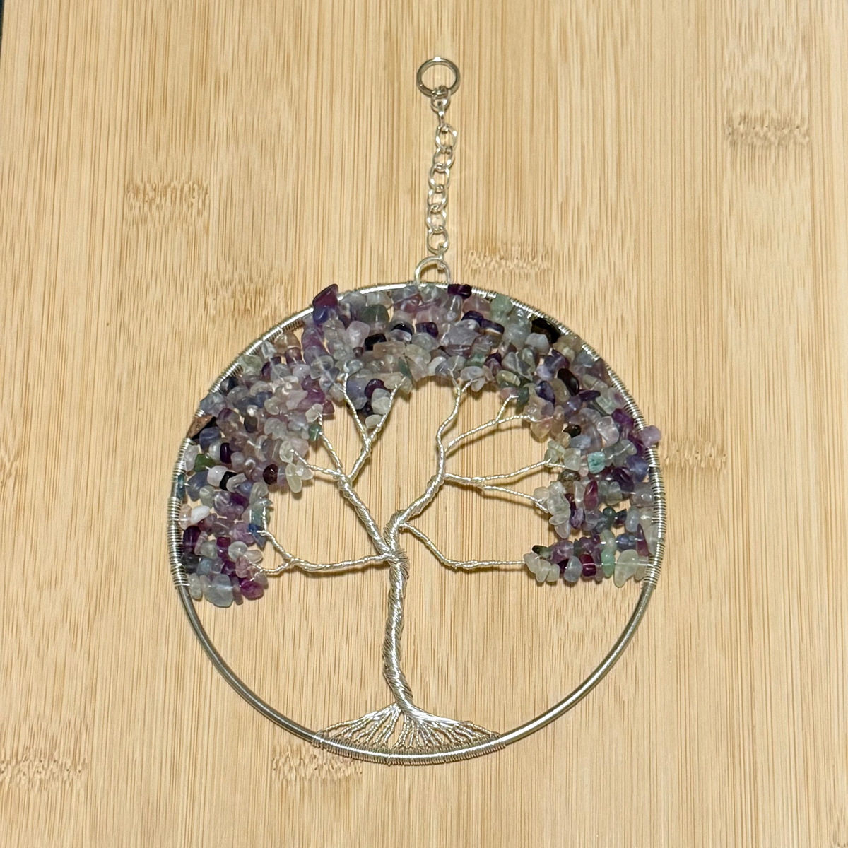 Fluorite and Silver Tree of Life - 5-Inch Window/Wall Hanging