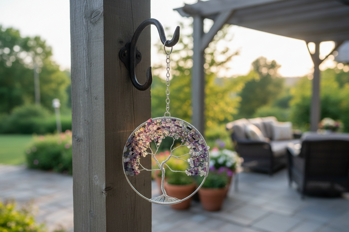 Fluorite and Silver Tree of Life - 5-Inch Window/Wall Hanging