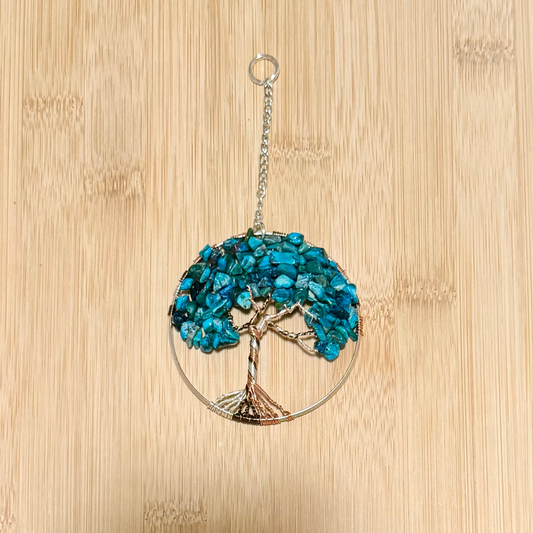 Chrysocolla & Mixed Metal Tree of Life - 3-Inch Window/Wall Hanging