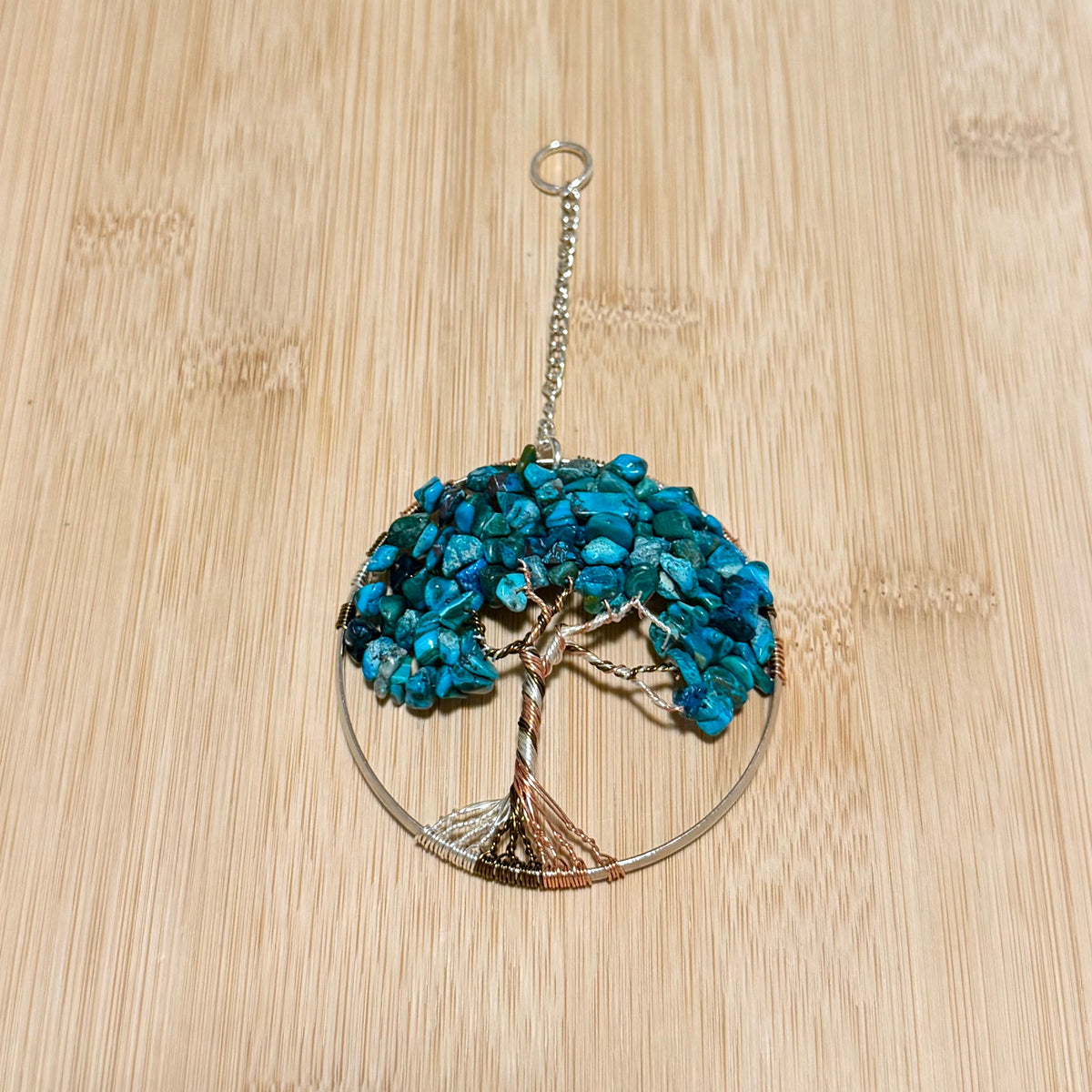 Chrysocolla & Mixed Metal Tree of Life - 3-Inch Window/Wall Hanging