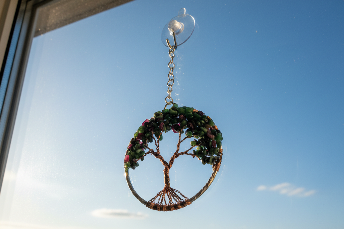 Ruby Zoisite & Mixed Metal Tree of Life - 3-Inch Window/Wall Hanging