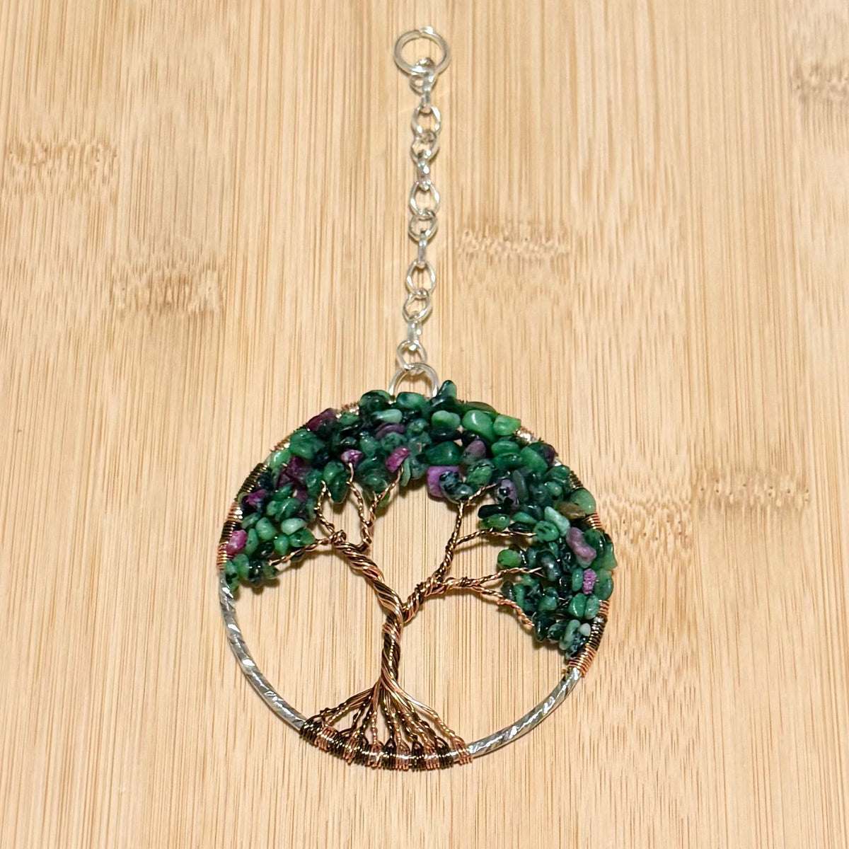 Ruby Zoisite & Mixed Metal Tree of Life - 3-Inch Window/Wall Hanging