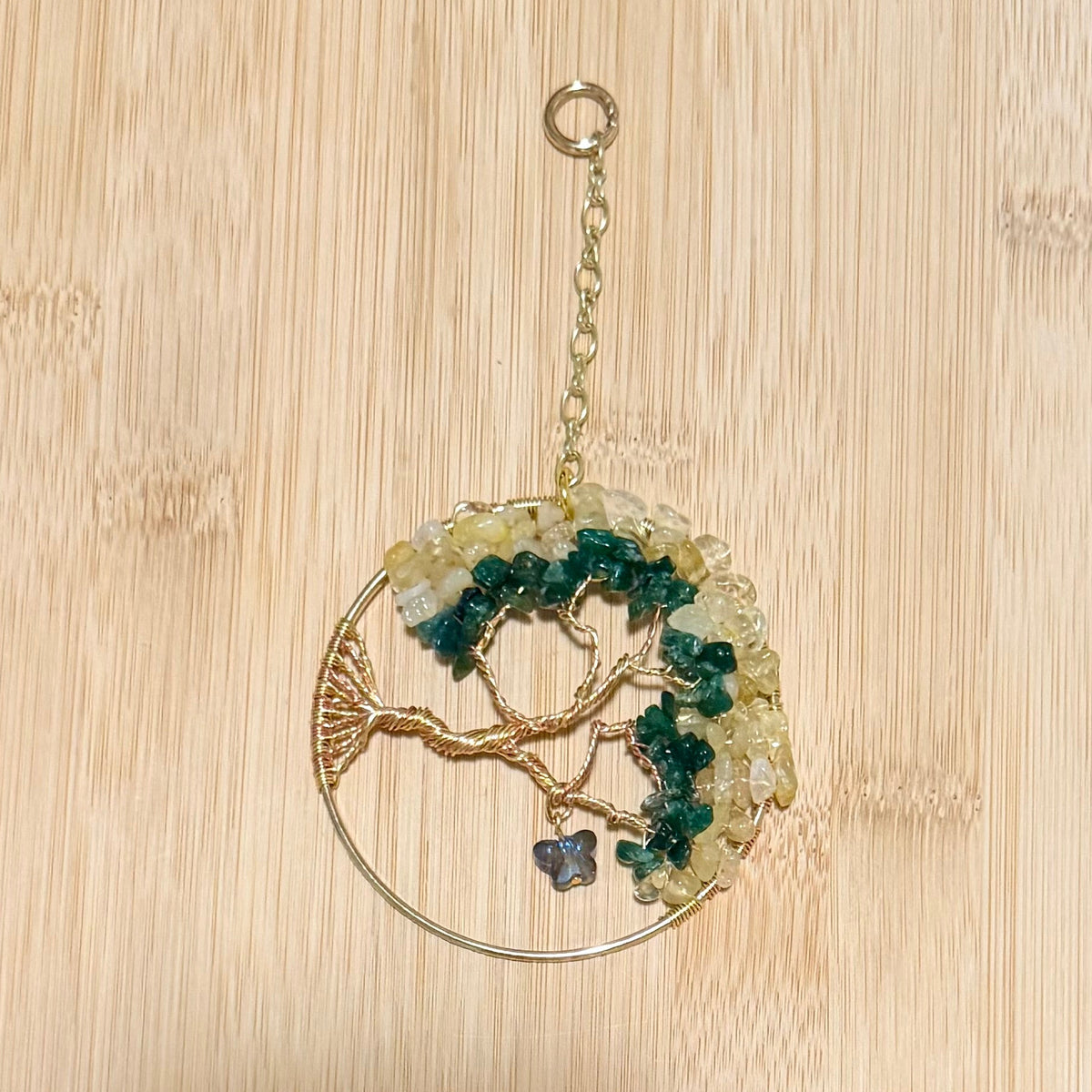 Citrine, Green Aventurine & Gold Tree of Life - 3-Inch Wall/Window Hanging