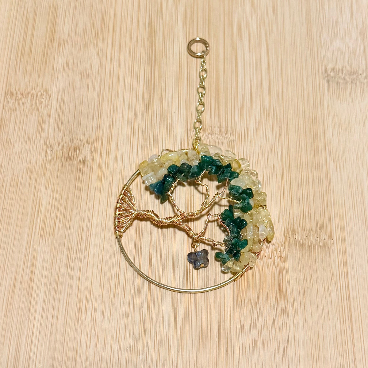 Citrine, Green Aventurine & Gold Tree of Life - 3-Inch Wall/Window Hanging