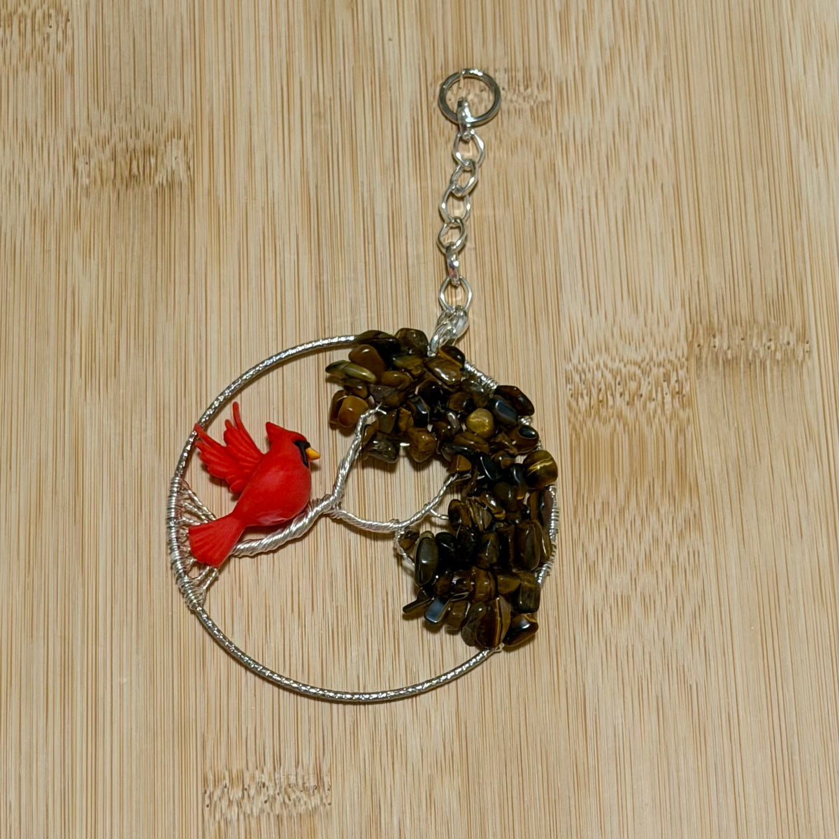 Tiger’s Eye & Silver Tree of Life – 3-Inch Wall/Window Hanging
