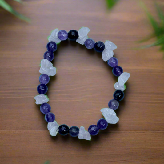 Amethyst and Rose Quartz Chip Bead Bracelet
