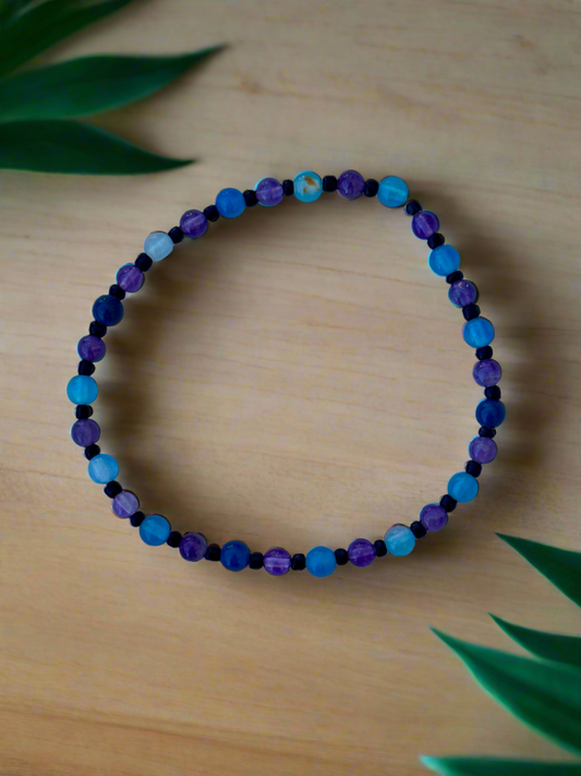 Amethyst and Aqua Quartzite Multi-Color Bead Bracelet