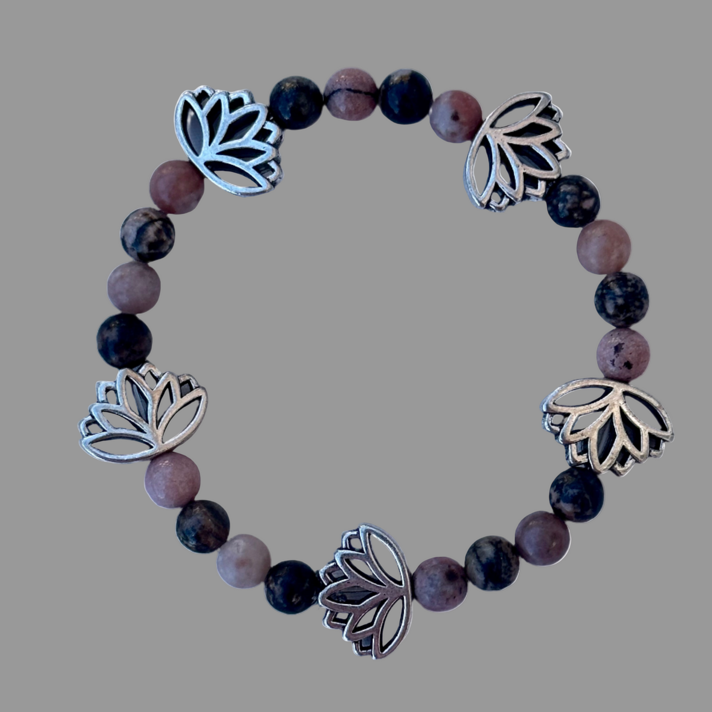 Rhodonite Lotus Bracelet