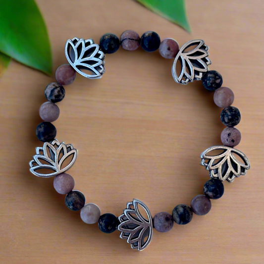 Rhodonite Lotus Bracelet