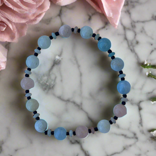 Morganite Bracelet with Black Jasper Accents