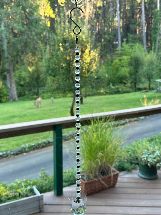 Black and Clear Faceted Glass Suncatcher