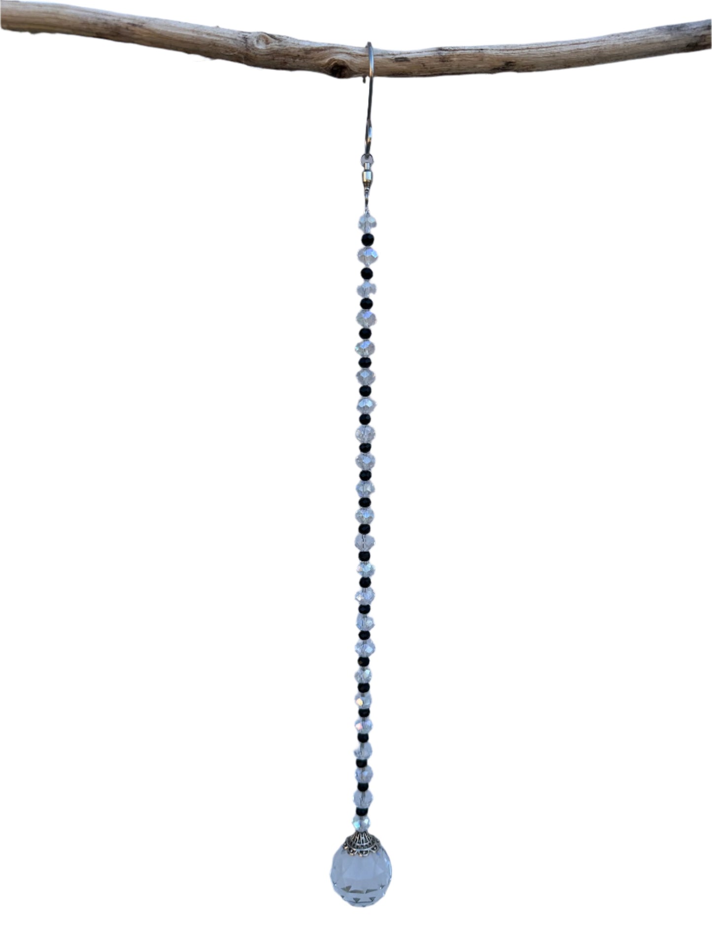Black and Clear Faceted Glass Suncatcher