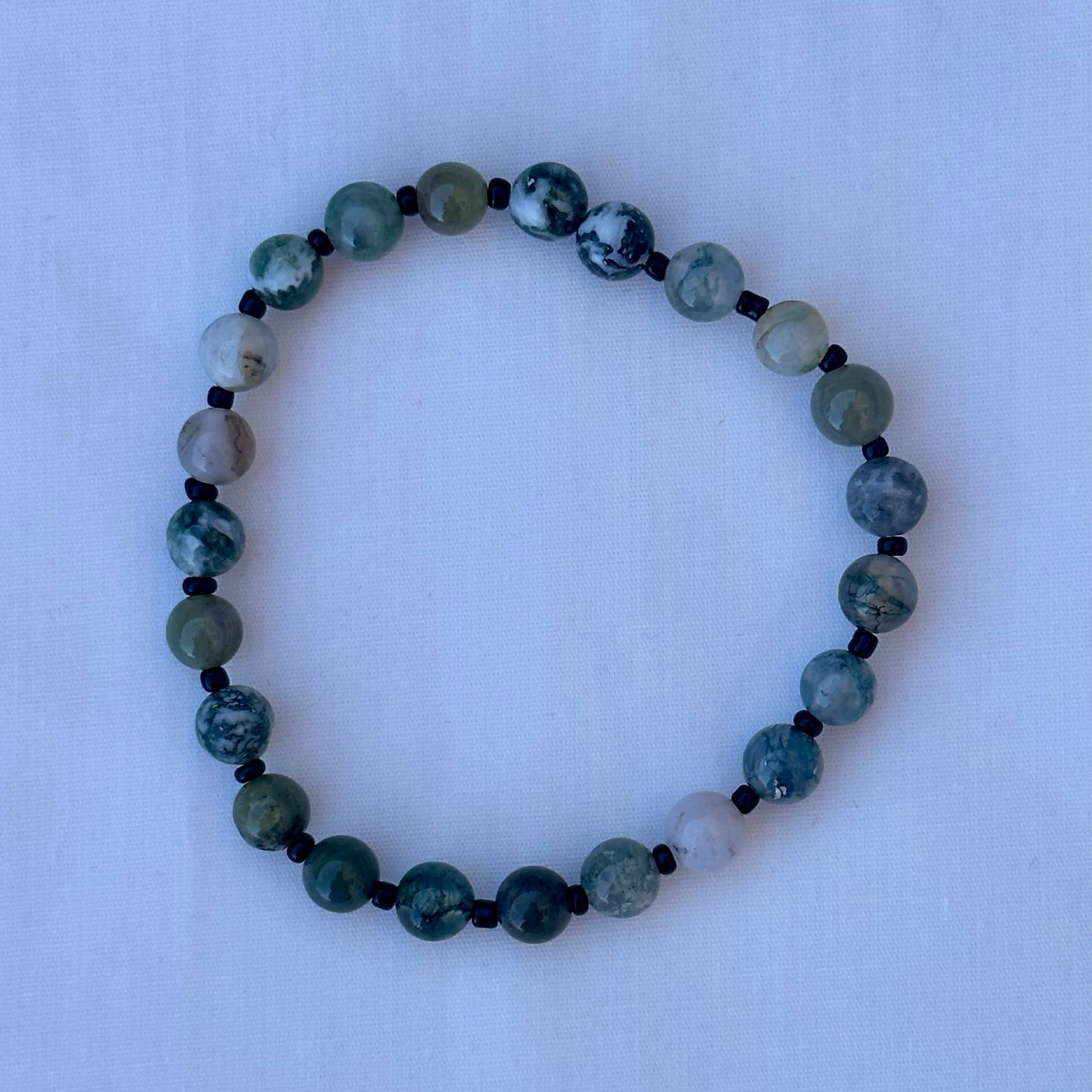 Fancy Jasper with Black Glass Accents Bead Bracelet