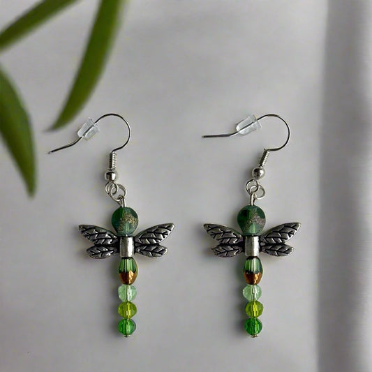 Green Dragonfly Earrings