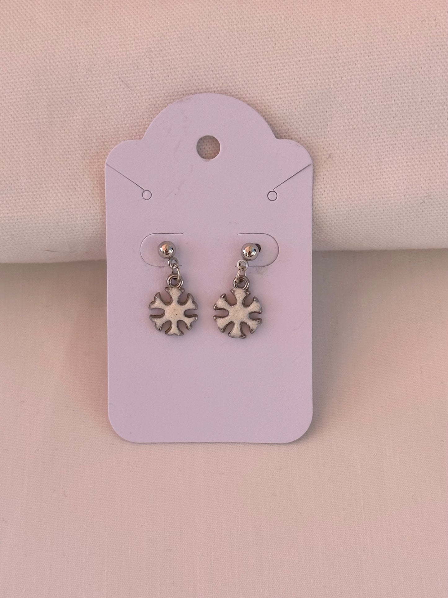 White Snowflake Earrings