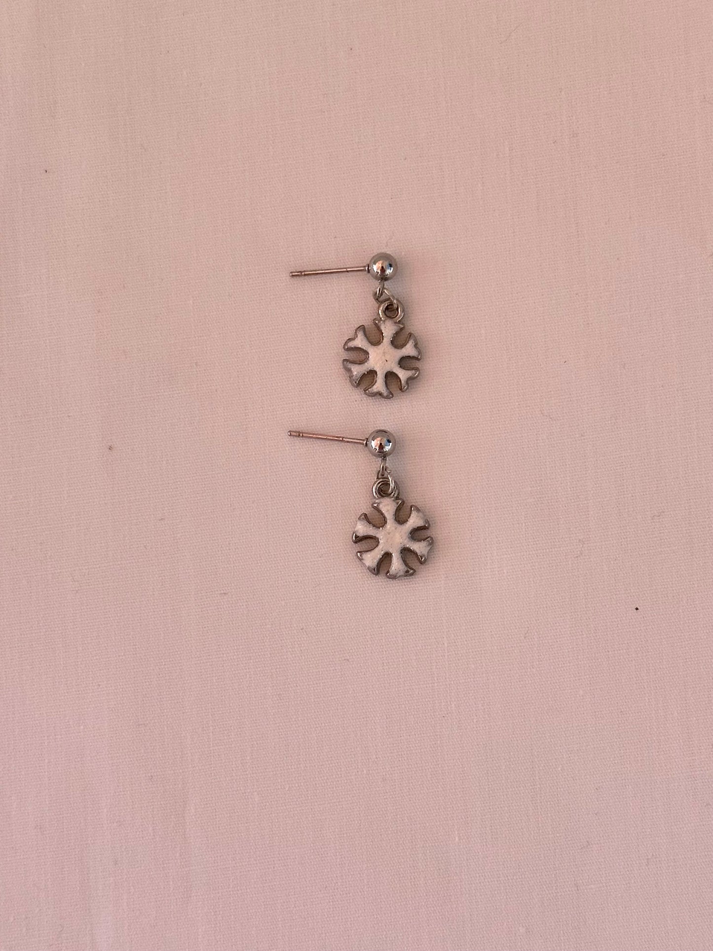 White Snowflake Earrings