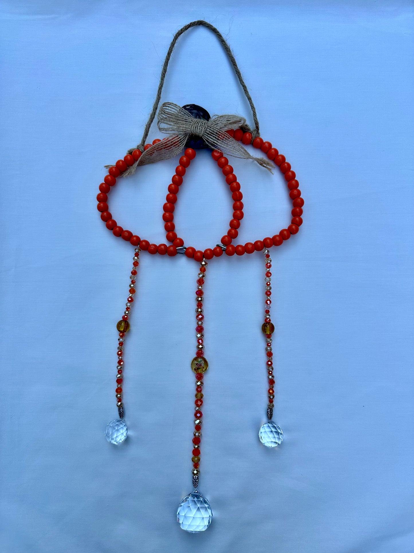 Orange Beaded Pumpkin Garden Art