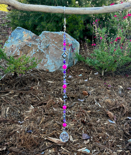 Purple, Pink and Gray Bead Suncatcher