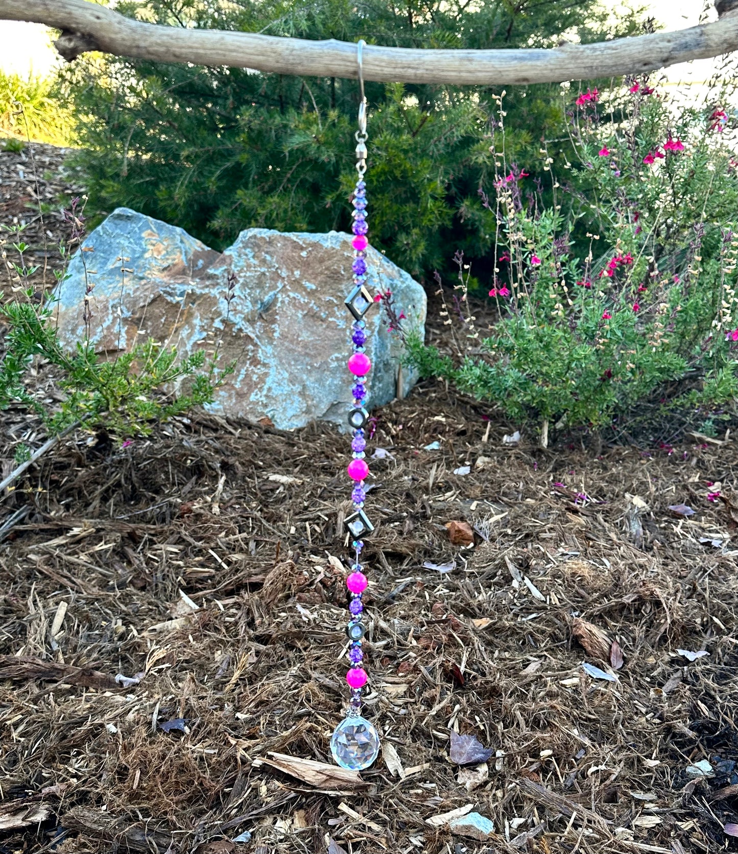 Purple, Pink and Gray Bead Suncatcher