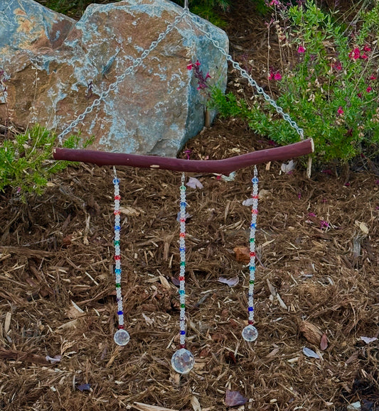 Manzanita 3 String Suncatcher Mobile with Clear and Multi-Color Glass Crystal Beads