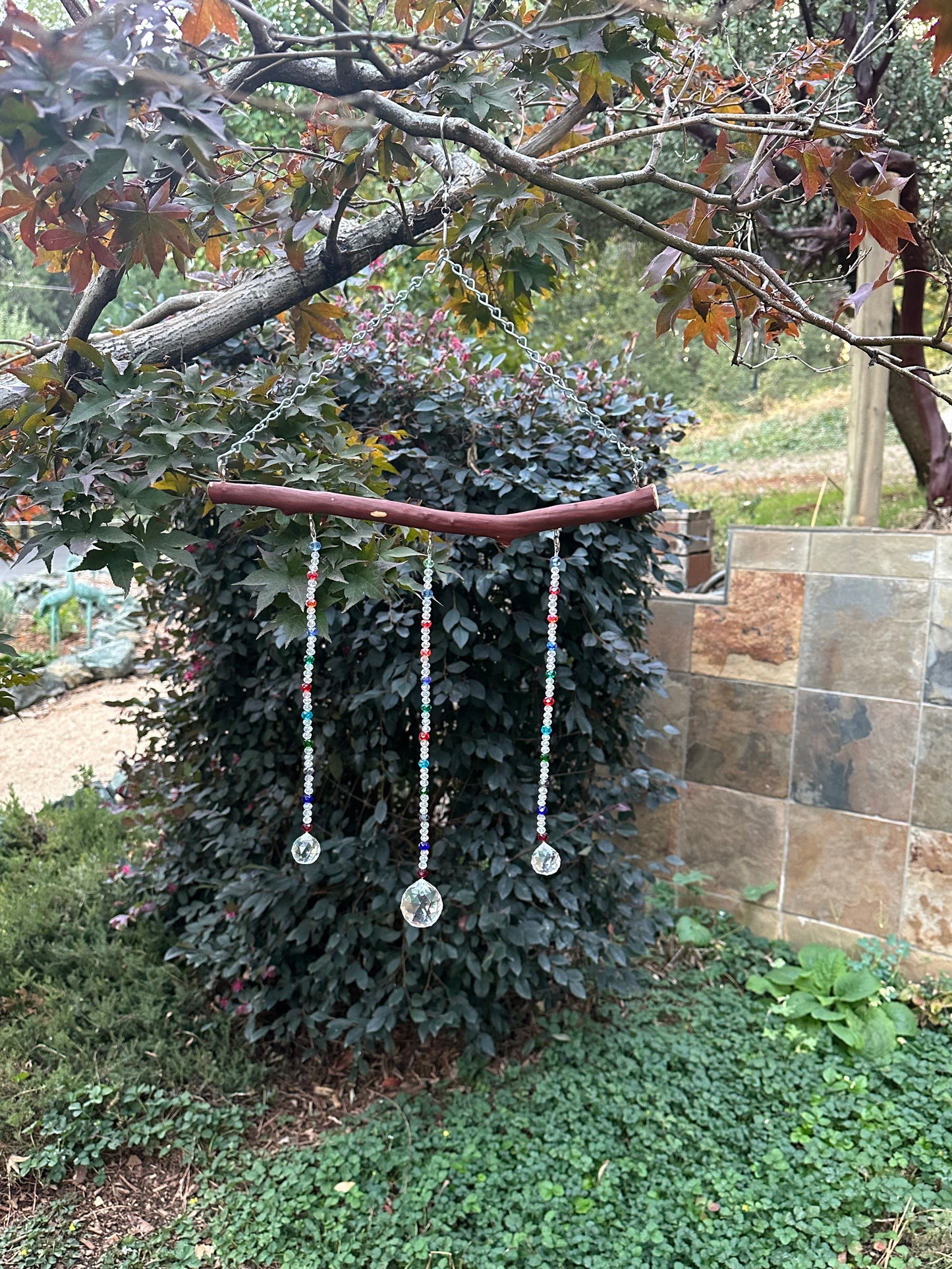 Manzanita 3 String Suncatcher Mobile with Clear and Multi-Color Glass Crystal Beads