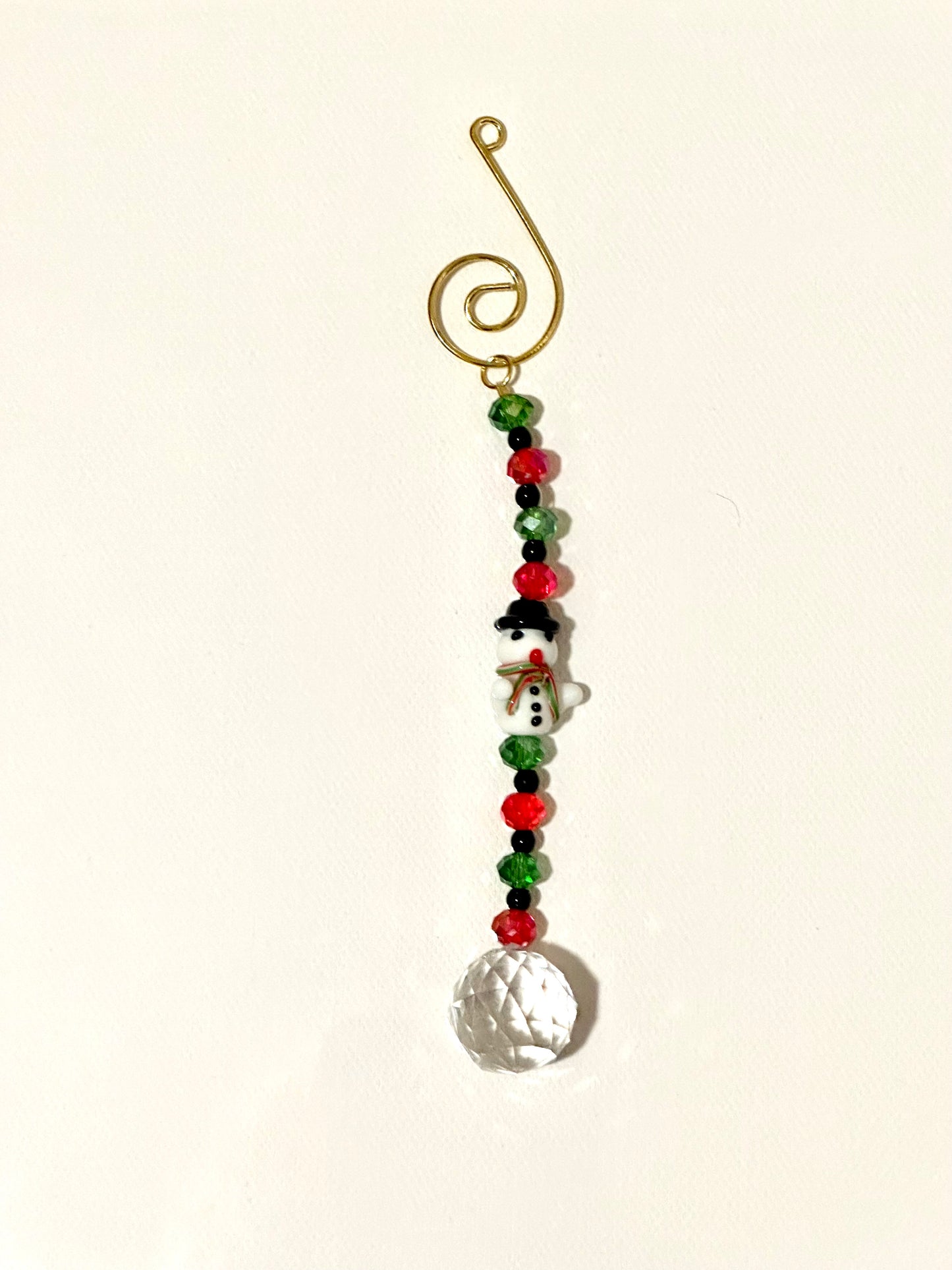 Red, Green and Black Snowman Holiday Ornament