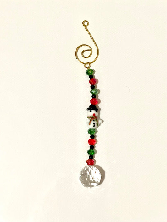 Red, Green and Black Snowman Holiday Ornament